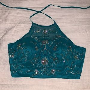 Blue/Green Full 2Piece homecoming/ Prom Dress